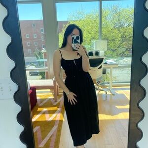 Ciao Lucia Black Midi Dress with Spaghetti Straps